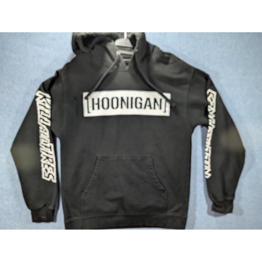Hoonigan Hoodie Mens Medium Black Pullover Fleece Kill All Tires Graphic Racing
